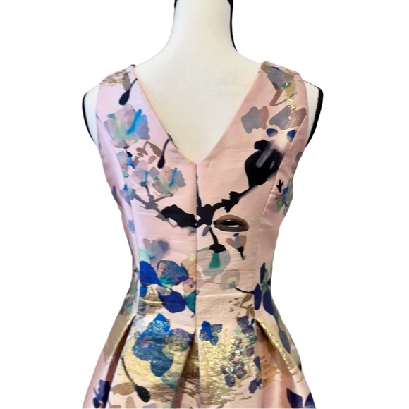 Designer Alberto MAKALI SATIN FLORAL COCKTAIL prom dress women’s size 4 small - Picture 9 of 12